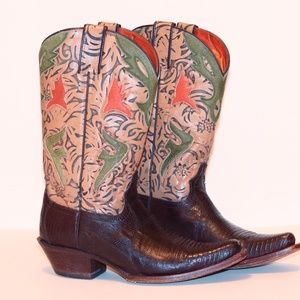 Vibrant real leather cowboy boots